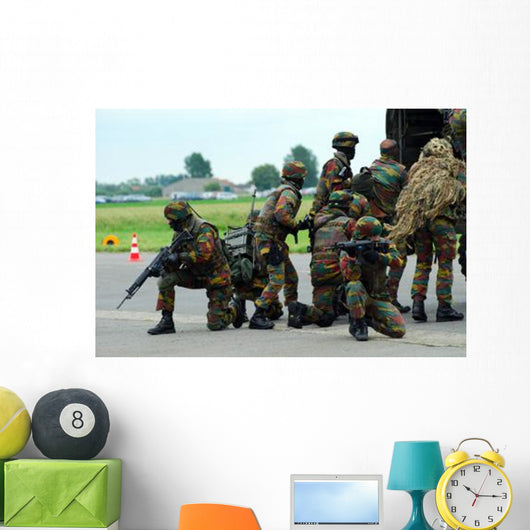 Belgian Para Commandos Entering Scene Wall Decal Design 2