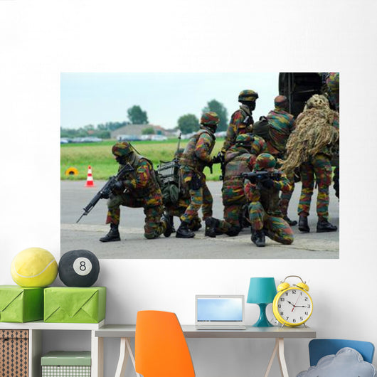 Belgian Para Commandos Entering Scene Wall Decal Design 2