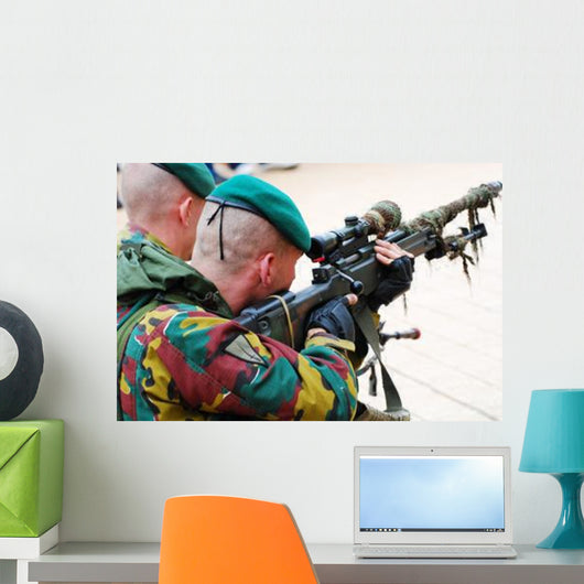 Belgian Paratrooper Handling Sniper Wall Decal