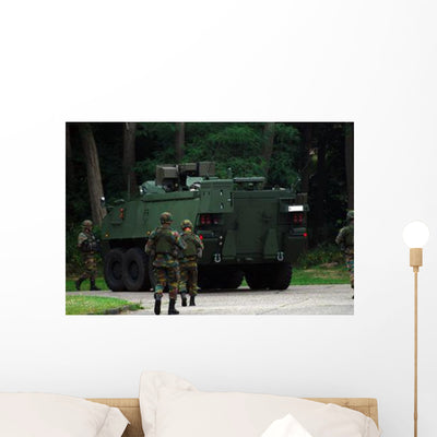 Belgian Infantry Soldiers Walk Wall Decal Design 1 shown on a wall