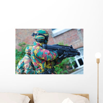 Belgian Paratrooper Handling Fn Wall Decal shown on a wall