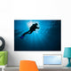 Diver Swimming past Sunlight Wall Decal