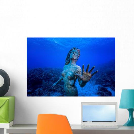 Underwater Mermaid Statue Grand Wall Decal