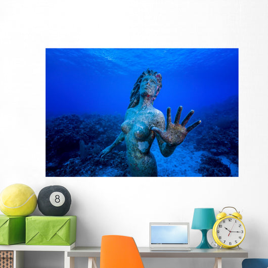 Underwater Mermaid Statue Grand Wall Decal