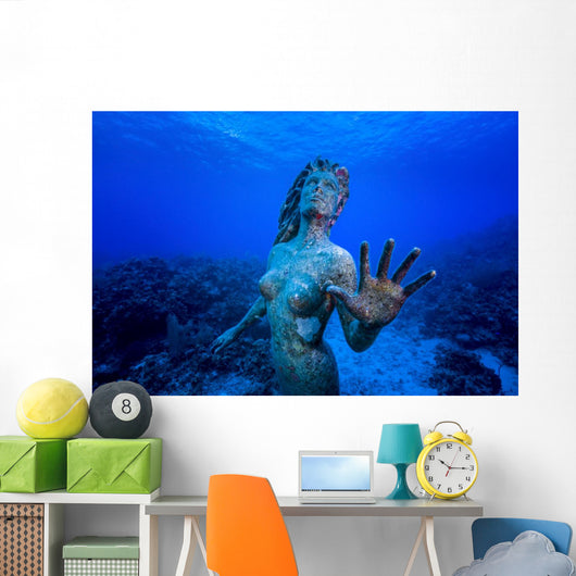 Underwater Mermaid Statue Grand Wall Decal