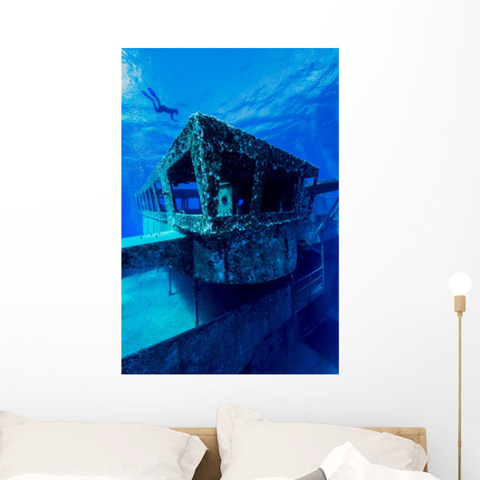 Freediver Descends to Uss Wall Decal