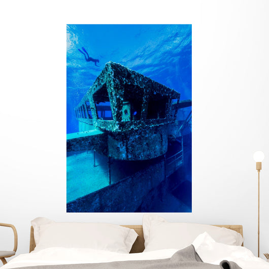 Freediver Descends to Uss Wall Decal