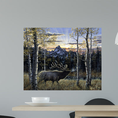 Dawn Light Caribou Wall Decal shown on a wall