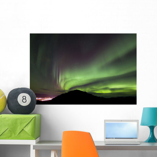 Aurora Borealis over Gray Wall Decal Design 3