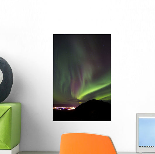 Aurora Borealis over Gray Wall Decal Design 2