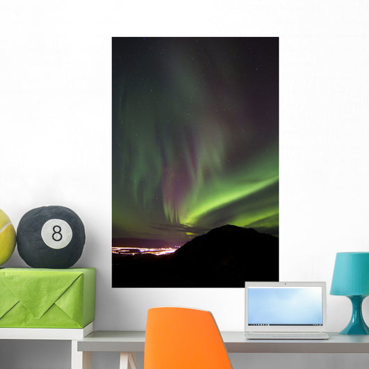 Aurora Borealis over Gray Wall Decal Design 2