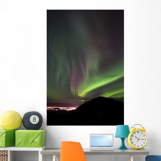 Aurora Borealis over Gray Wall Decal Design 2