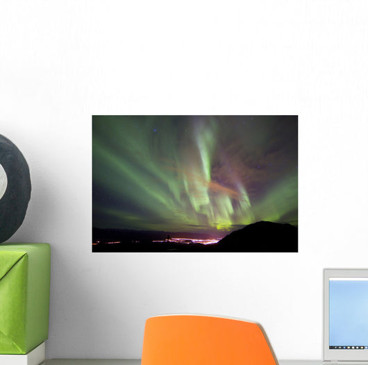 Aurora Borealis over Gray Wall Decal Design 1