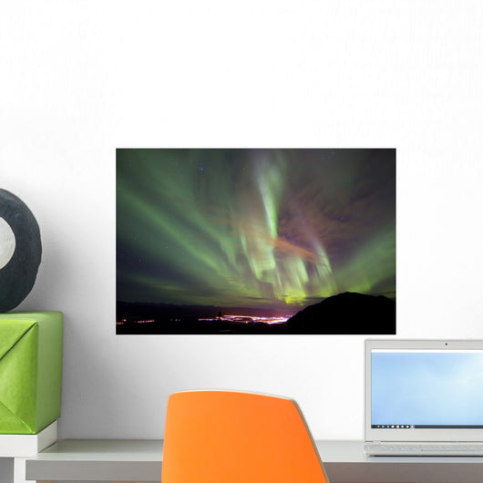 Aurora Borealis over Gray Wall Decal Design 1