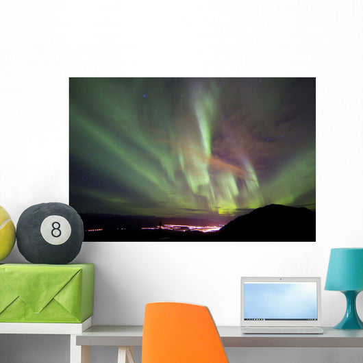 Aurora Borealis over Gray Wall Decal Design 1