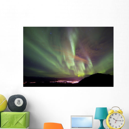 Aurora Borealis over Gray Wall Decal Design 1