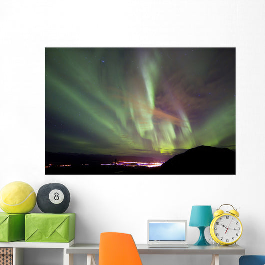 Aurora Borealis over Gray Wall Decal Design 1