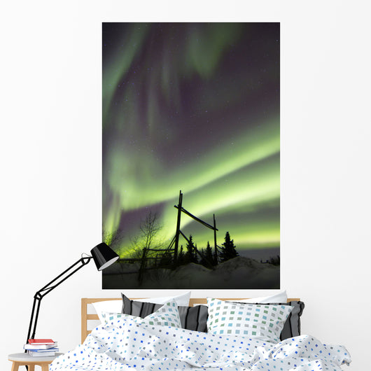 Aurora Borealis over Ranch Wall Decal Design 3