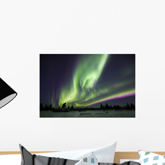 Aurora Borealis over Ranch Wall Decal Design 1