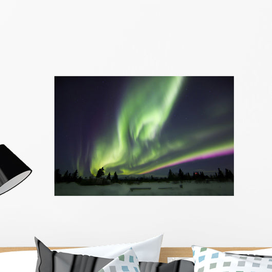 Aurora Borealis over Ranch Wall Decal Design 1
