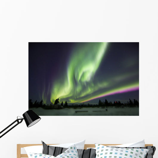Aurora Borealis over Ranch Wall Decal Design 1