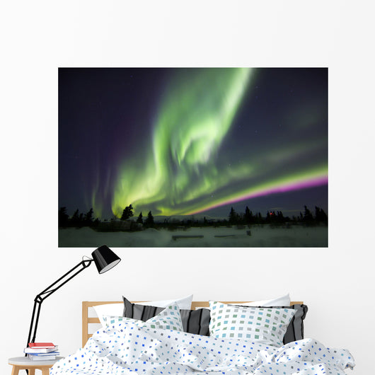 Aurora Borealis over Ranch Wall Decal Design 1