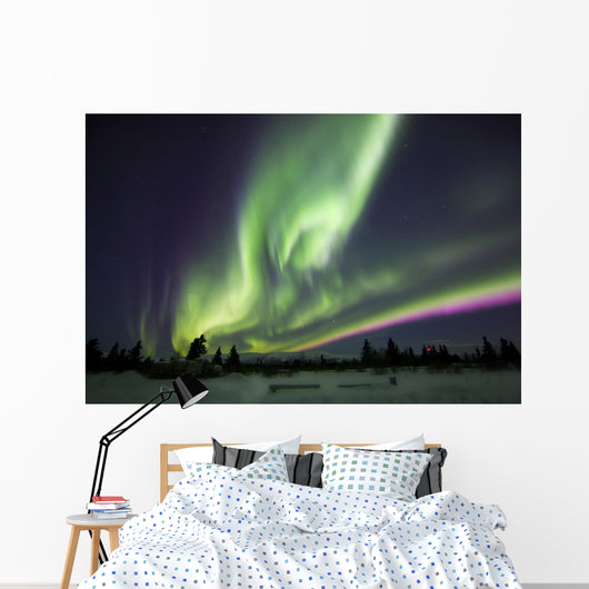 Aurora Borealis over Ranch Wall Decal Design 1