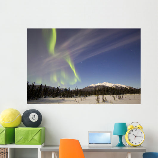 Aurora Borealis over Mountain Wall Decal Design 10