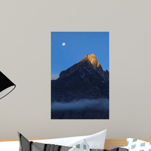 Moonset and Alpenglow over Wall Decal
