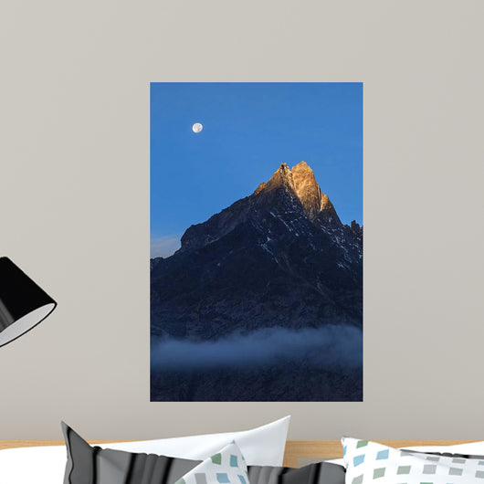 Moonset and Alpenglow over Wall Decal