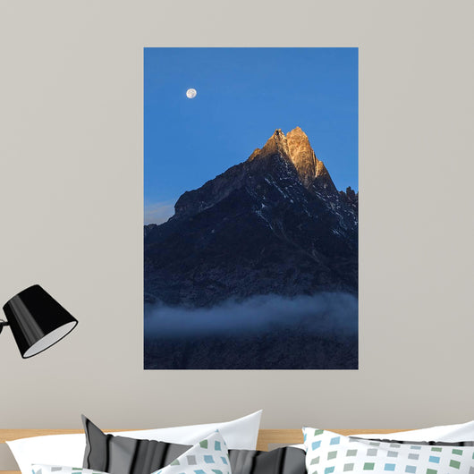 Moonset and Alpenglow over Wall Decal