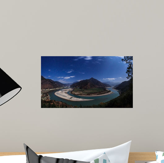 Moonlit Scenic Yangtze River Wall Decal
