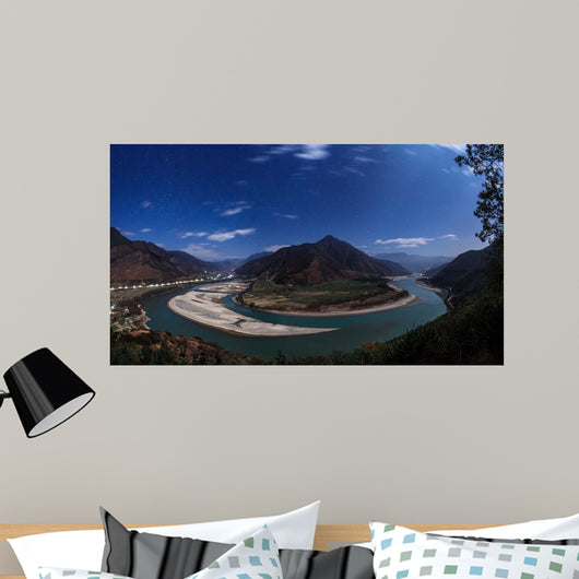 Moonlit Scenic Yangtze River Wall Decal