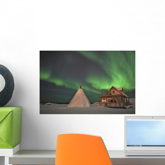 Northern Lights above Village Wall Decal Design 5