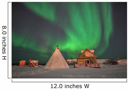 Northern Lights above Village Wall Decal Design 4