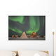 Northern Lights above Village Wall Decal Design 3