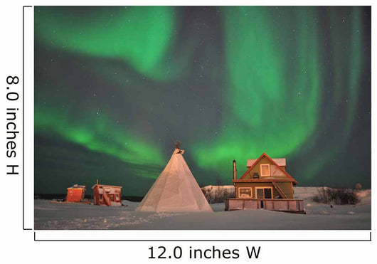Northern Lights above Village Wall Decal Design 3