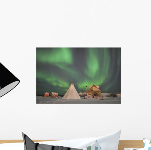 Northern Lights above Village Wall Decal Design 2