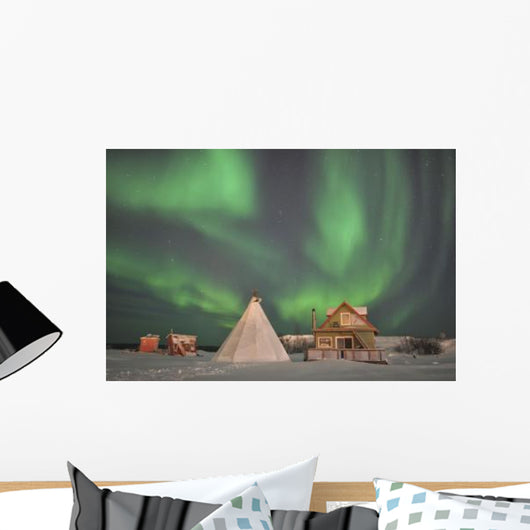 Northern Lights above Village Wall Decal Design 2