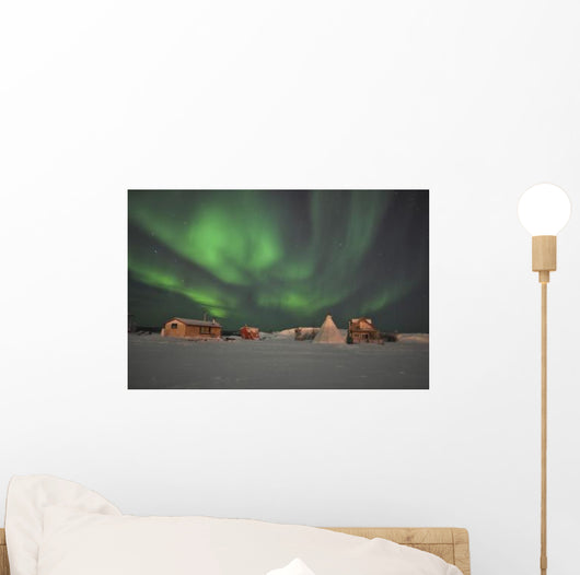 Northern Lights above Village Wall Decal Design 1