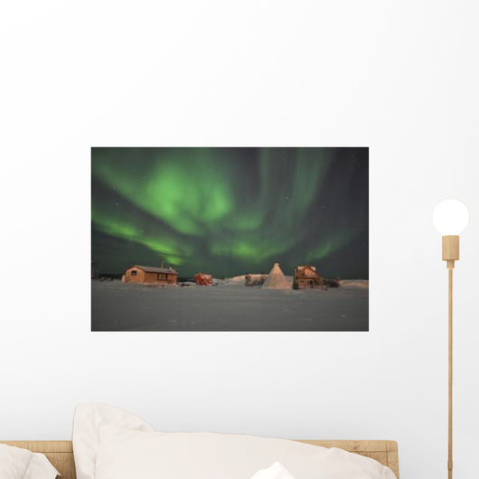 Northern Lights above Village Wall Decal Design 1