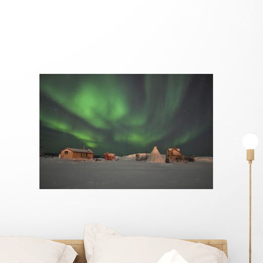 Northern Lights above Village Wall Decal Design 1