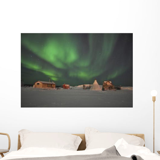 Northern Lights above Village Wall Decal Design 1