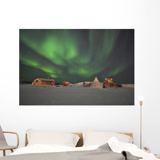 Northern Lights above Village Wall Decal Design 1