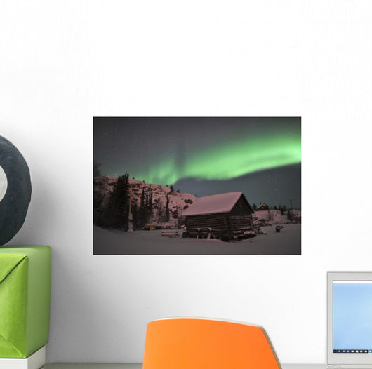 Aurora Borealis over Cabin Wall Decal Design 4
