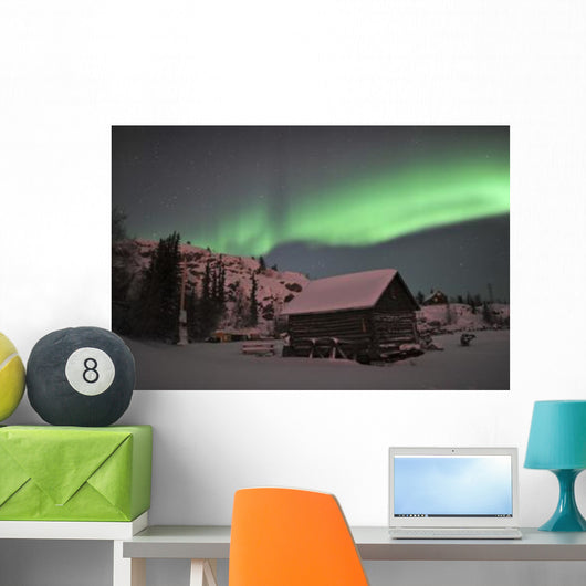 Aurora Borealis over Cabin Wall Decal Design 4