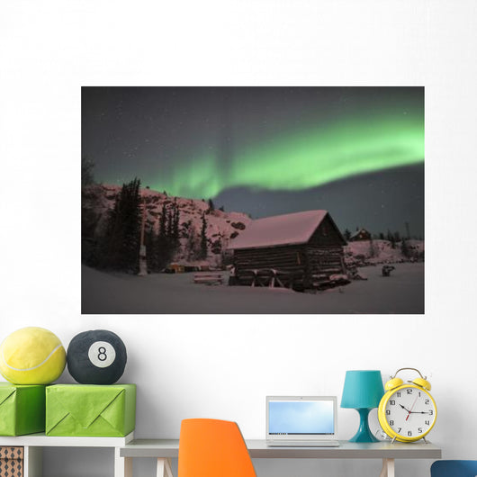 Aurora Borealis over Cabin Wall Decal Design 4