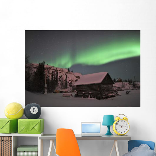 Aurora Borealis over Cabin Wall Decal Design 4