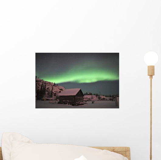 Aurora Borealis over Cabin Wall Decal Design 3