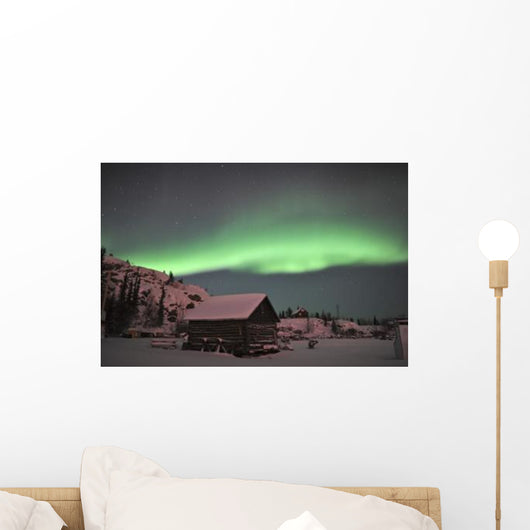 Aurora Borealis over Cabin Wall Decal Design 3